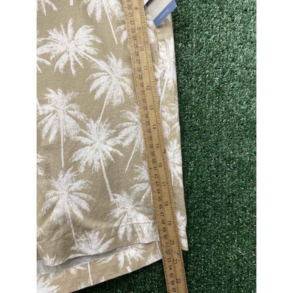 NAUTICA Beige Palm Trees Classic Fit Linen Blend Chino Shorts NWT 42W - Picture 6 of 10